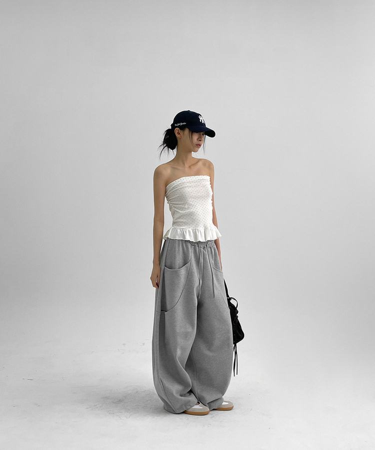 スリットワイドバンディングパンツ GREY