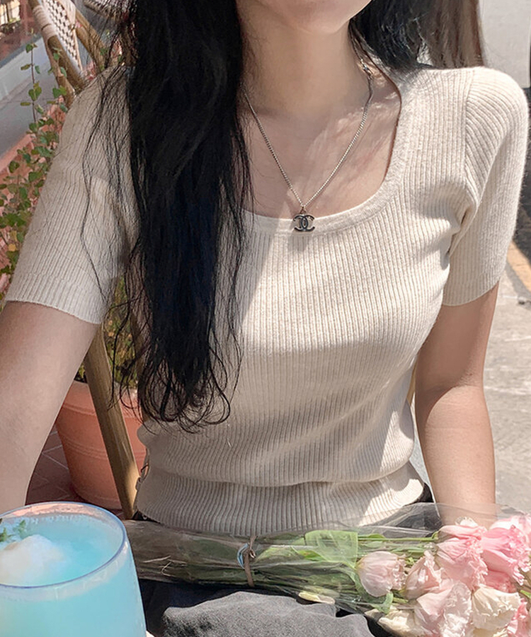 ソールスクエア半袖ニット｜ニット｜韓国ファッション通販 SONA