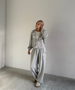 【SET】フードジップアップ＋トレーニングパンツ GRAY