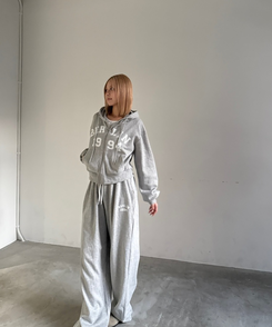 【SET】フードジップアップ＋トレーニングパンツ GRAY