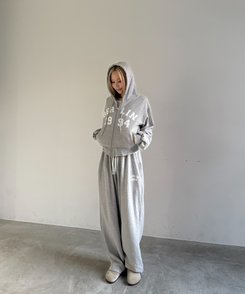 【SET】フードジップアップ＋トレーニングパンツ GRAY