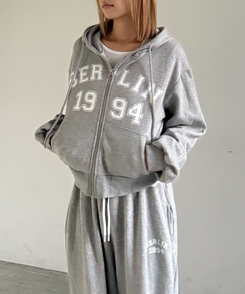 【SET】フードジップアップ＋トレーニングパンツ GRAY