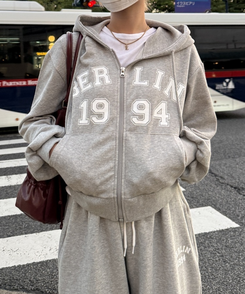 【SET】フードジップアップ＋トレーニングパンツ GRAY