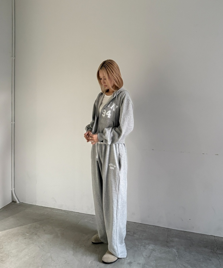 【SET】フードジップアップ＋トレーニングパンツ GRAY