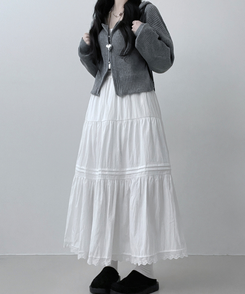 フリルバンディングロングスカート WHITE