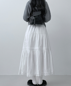 フリルバンディングロングスカート WHITE