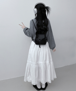 フリルバンディングロングスカート WHITE