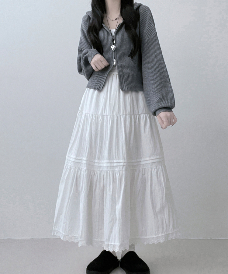 フリルバンディングロングスカート WHITE