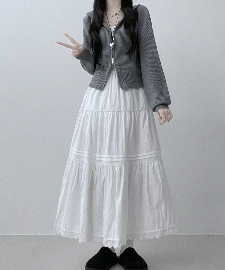 フリルバンディングロングスカート WHITE