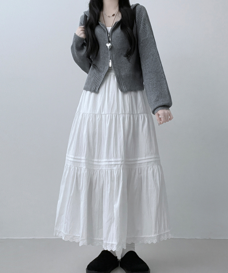 フリルバンディングロングスカート WHITE