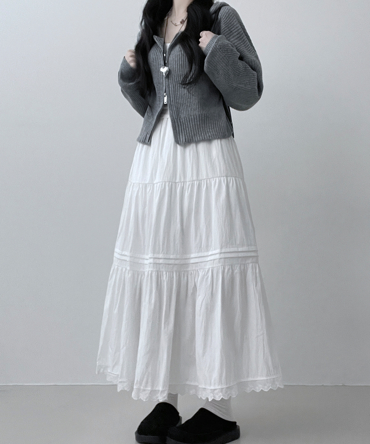 フリルバンディングロングスカート WHITE