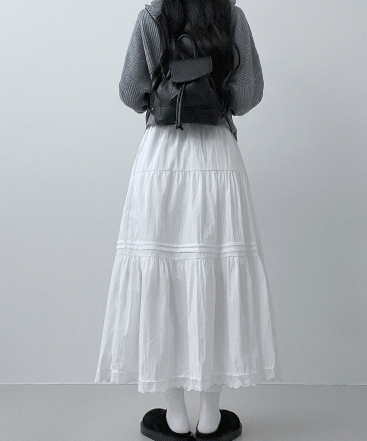 フリルバンディングロングスカート WHITE