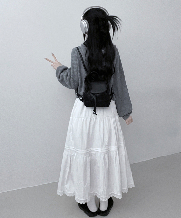 フリルバンディングロングスカート WHITE