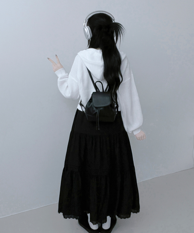 フリルバンディングロングスカート BLACK