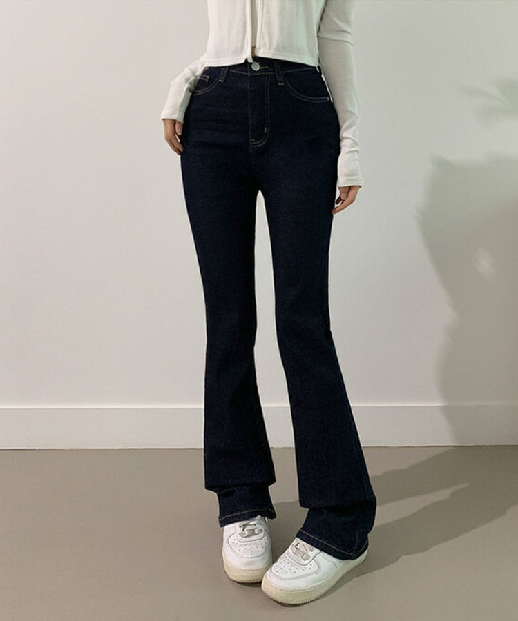 [백포켓/생지데님] 레도 힙포켓 슬림핏 생지 데님 부츠컷 팬츠 블루