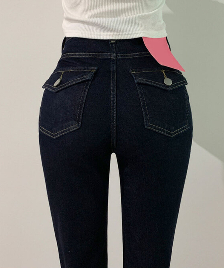 [백포켓/생지데님] 레도 힙포켓 슬림핏 생지 데님 부츠컷 팬츠 블루