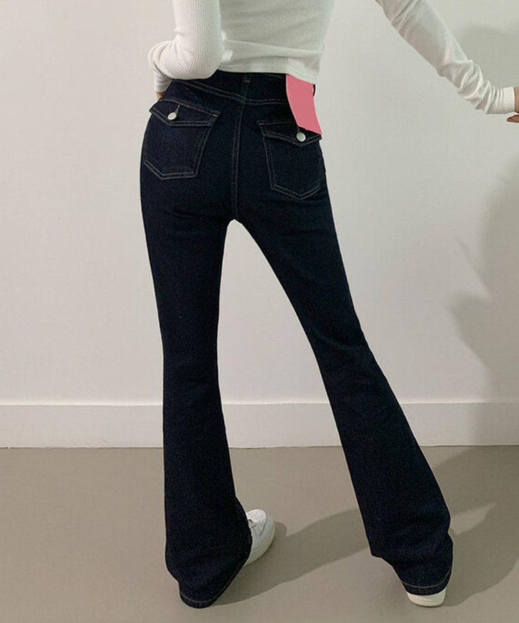 [백포켓/생지데님] 레도 힙포켓 슬림핏 생지 데님 부츠컷 팬츠 블루