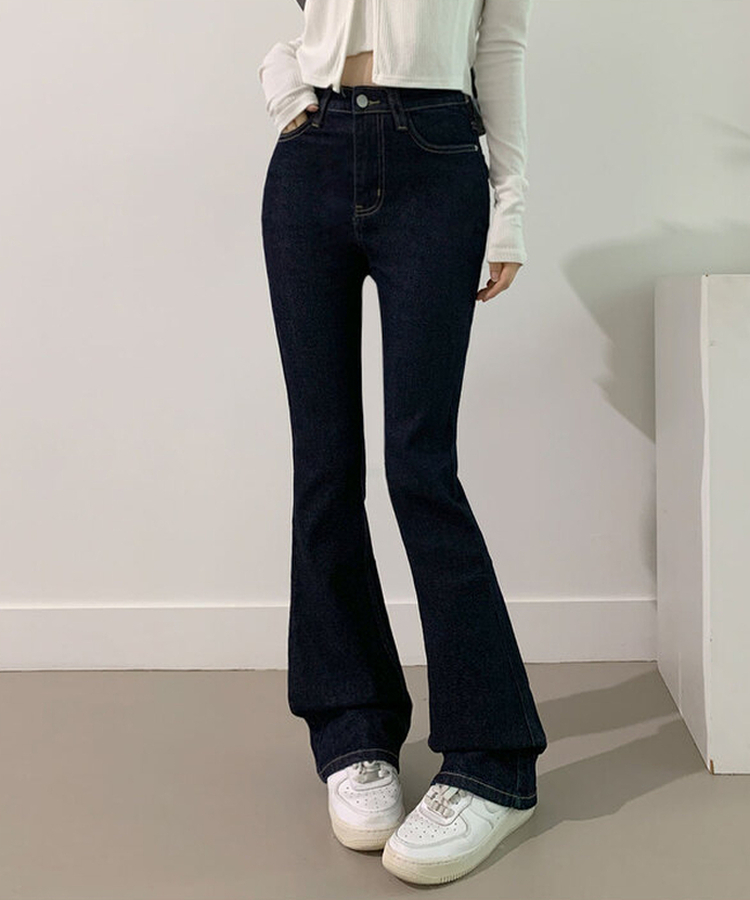 [백포켓/생지데님] 레도 힙포켓 슬림핏 생지 데님 부츠컷 팬츠 블루