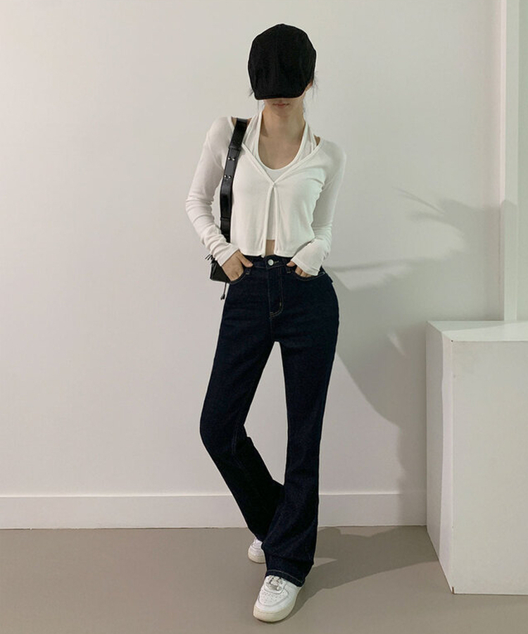 [백포켓/생지데님] 레도 힙포켓 슬림핏 생지 데님 부츠컷 팬츠 진청