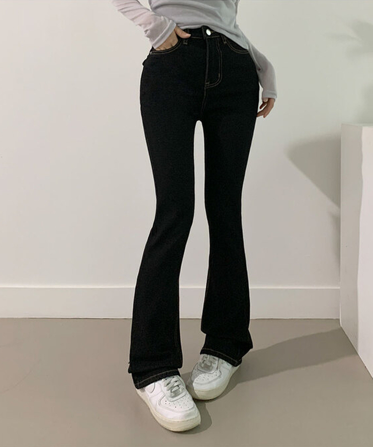 [백포켓/생지데님] 레도 힙포켓 슬림핏 생지 데님 부츠컷 팬츠 블랙