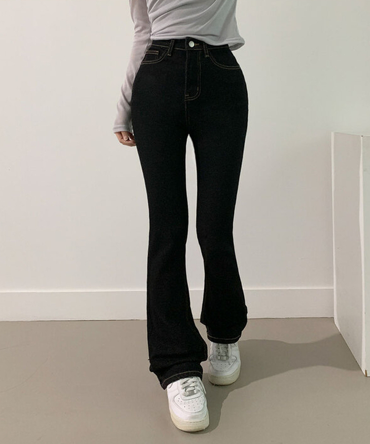 [백포켓/생지데님] 레도 힙포켓 슬림핏 생지 데님 부츠컷 팬츠 블랙
