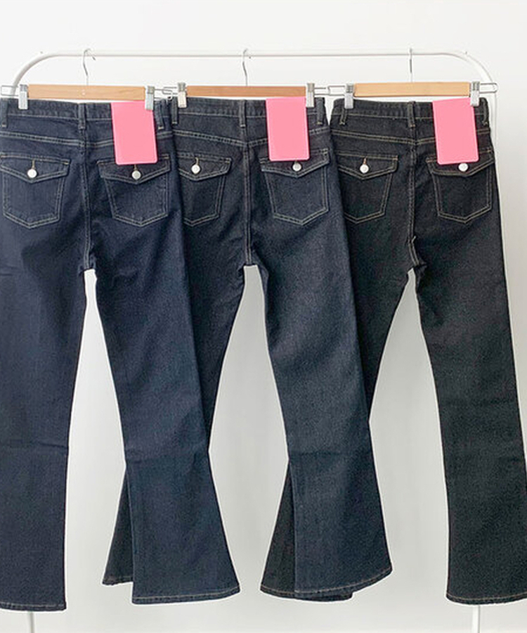 [백포켓/생지데님] 레도 힙포켓 슬림핏 생지 데님 부츠컷 팬츠