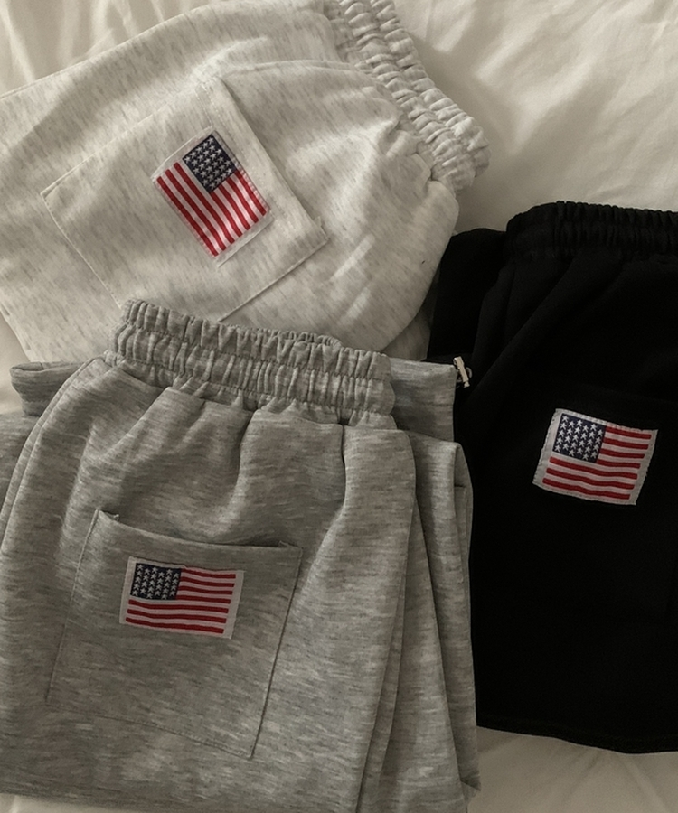 아메리카 사이드 핀턱 스트링 롱와이드 추리닝 밴딩팬츠