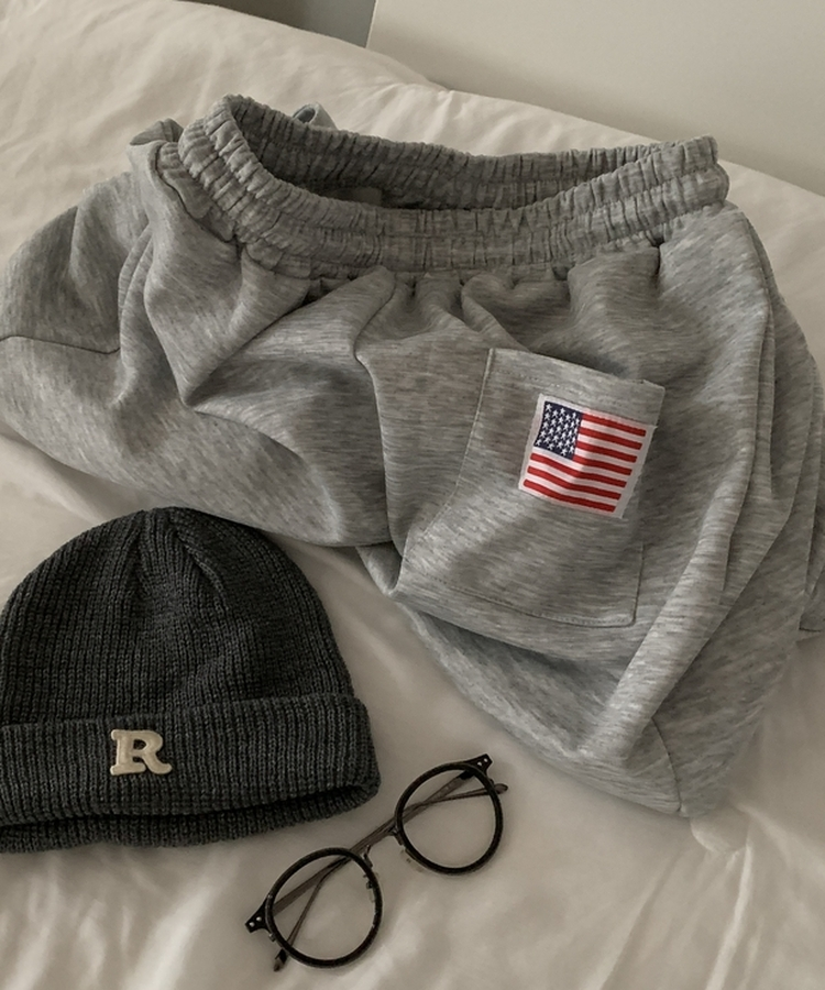 아메리카 사이드 핀턱 스트링 롱와이드 추리닝 밴딩팬츠