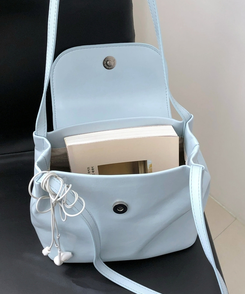 レザースクエアショルダーバッグ SKY BLUE