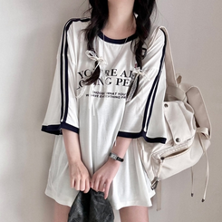 バイカラーレタリングTシャツ WHITE