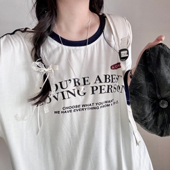 バイカラーレタリングTシャツ WHITE