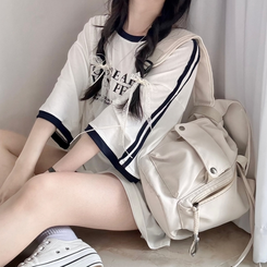 バイカラーレタリングTシャツ WHITE