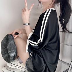 バイカラーレタリングTシャツ BLACK