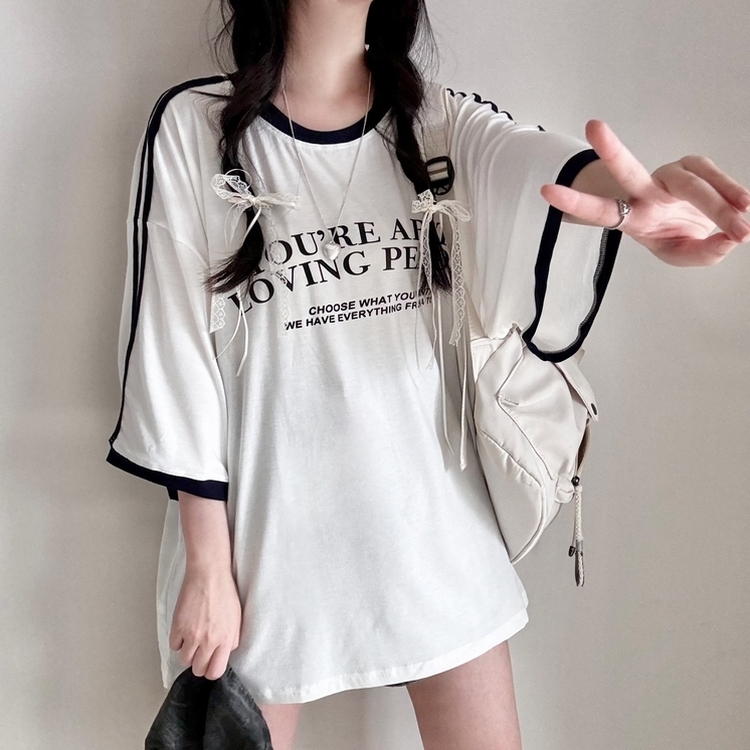 バイカラーレタリングTシャツ WHITE