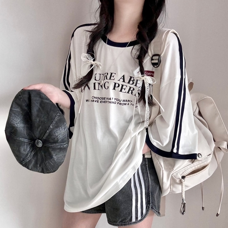 バイカラーレタリングTシャツ WHITE