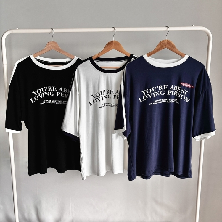 バイカラーレタリングTシャツ