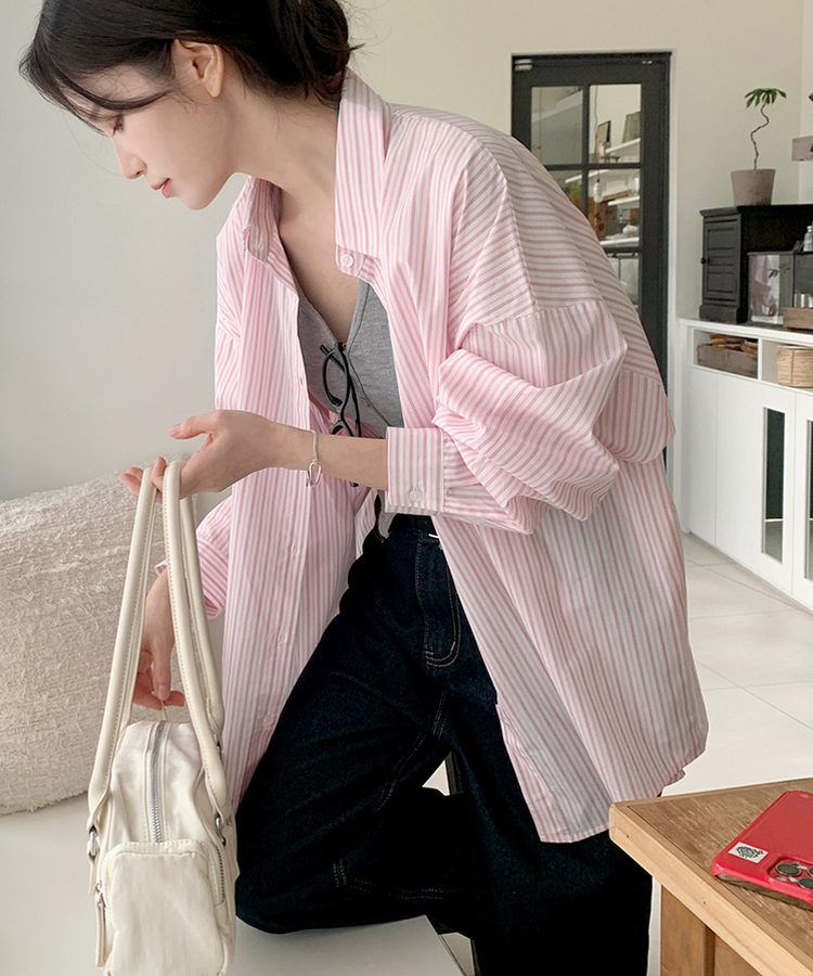 セインツストライプシャツ PINK