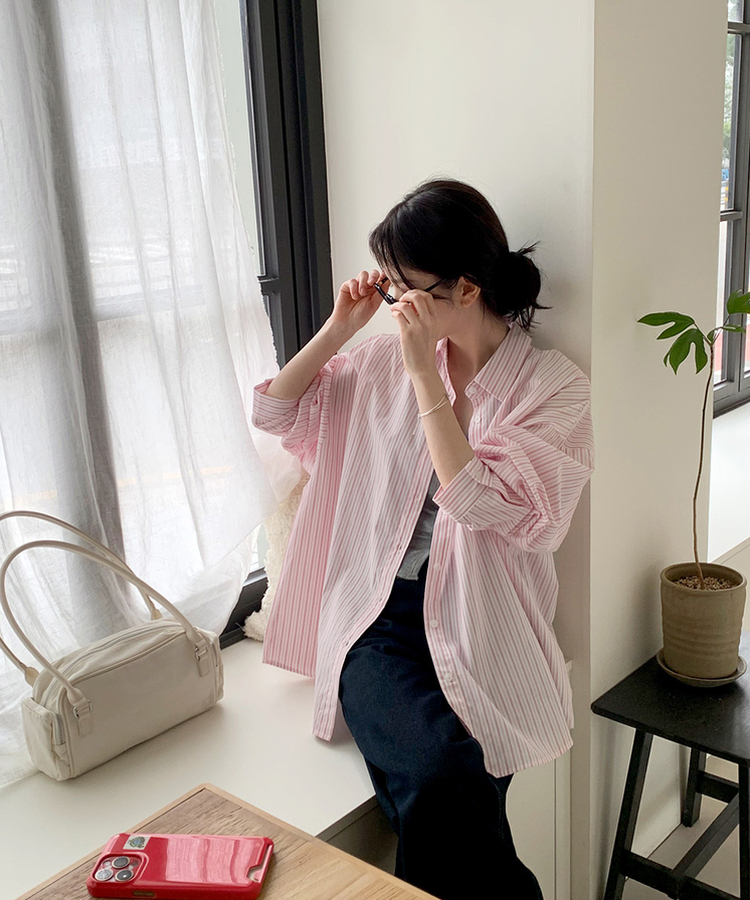 セインツストライプシャツ PINK