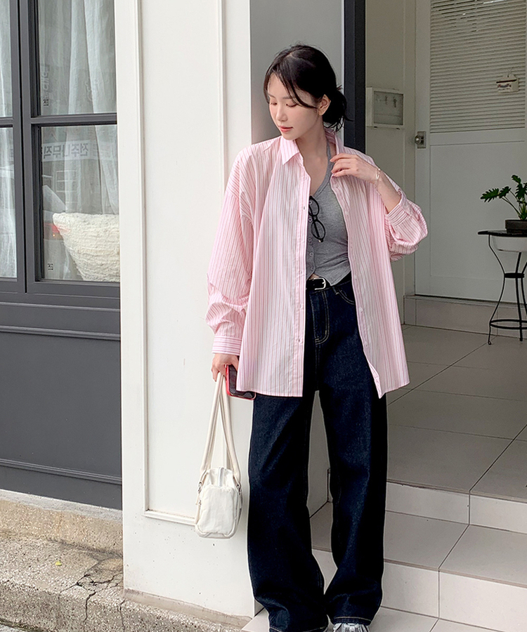 セインツストライプシャツ PINK