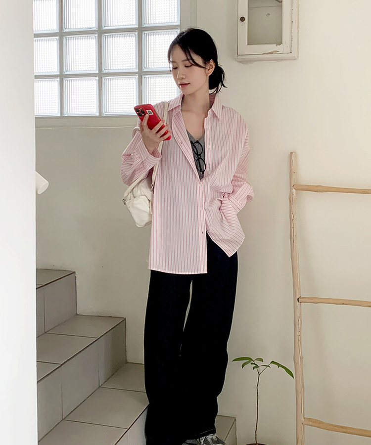 セインツストライプシャツ PINK