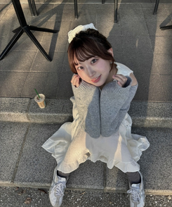 【SET】レイヤードオフショルニット＋キャミソール GRAY