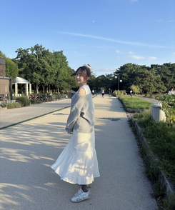 【SET】レイヤードオフショルニット＋キャミソール GRAY