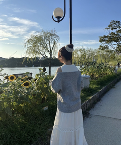 【SET】レイヤードオフショルニット＋キャミソール GRAY