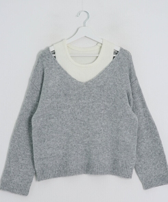 【SET】レイヤードオフショルニット＋キャミソール