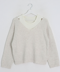 【SET】レイヤードオフショルニット＋キャミソール