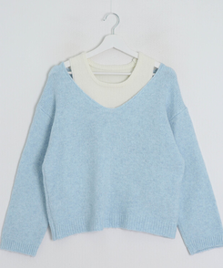 【SET】レイヤードオフショルニット＋キャミソール