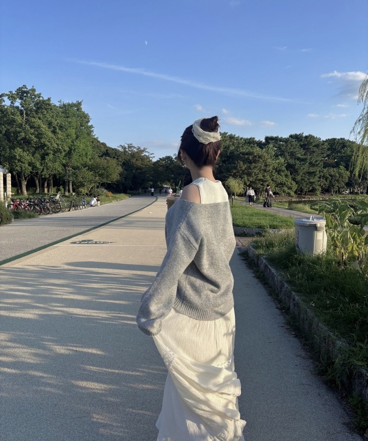 파스텔 나시 니트 세트 그레이