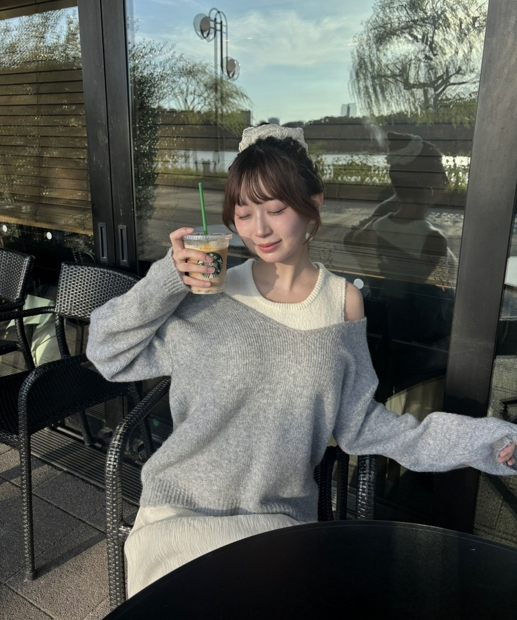 파스텔 나시 니트 세트 그레이