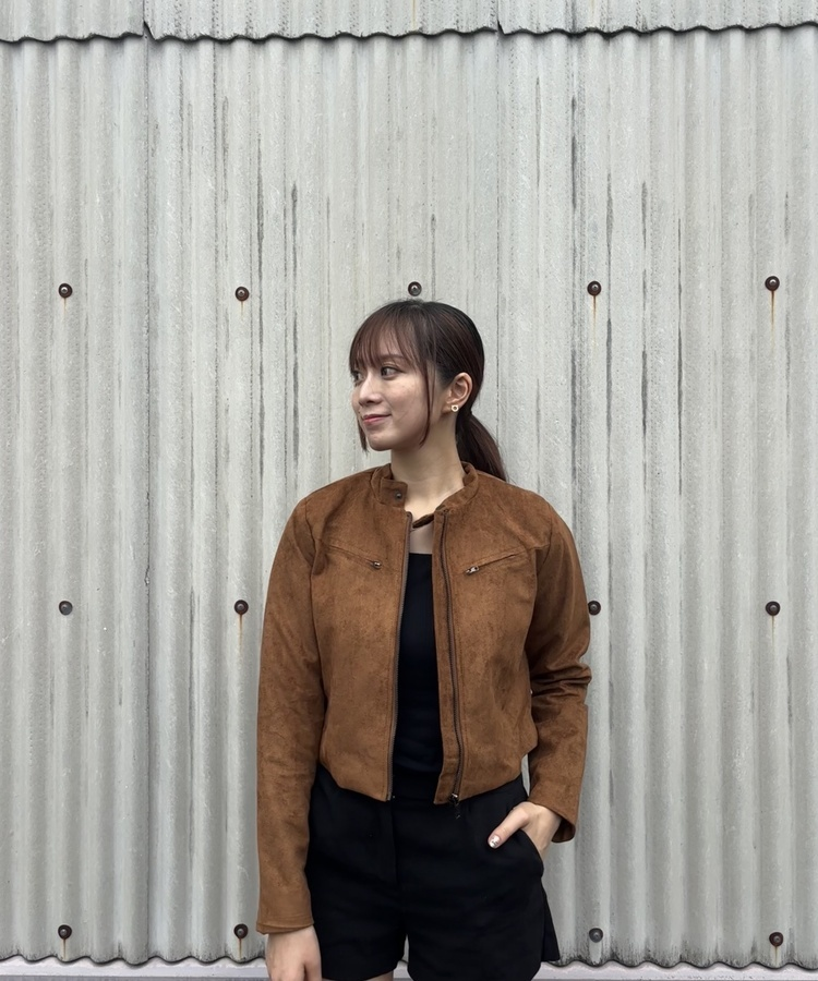 데이 스웨이드 자켓 카멜