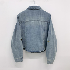 セミクロップロールアップデニムシャツ